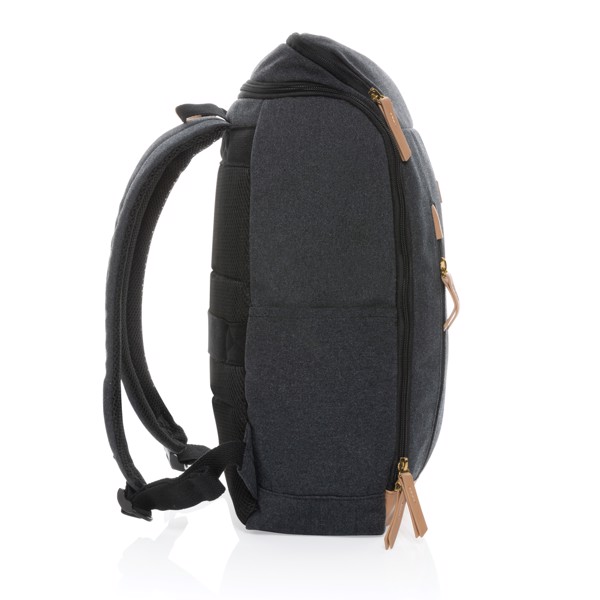 Impact AWARE™ 16 oz. recycled canvas 15" laptop backpack - Black