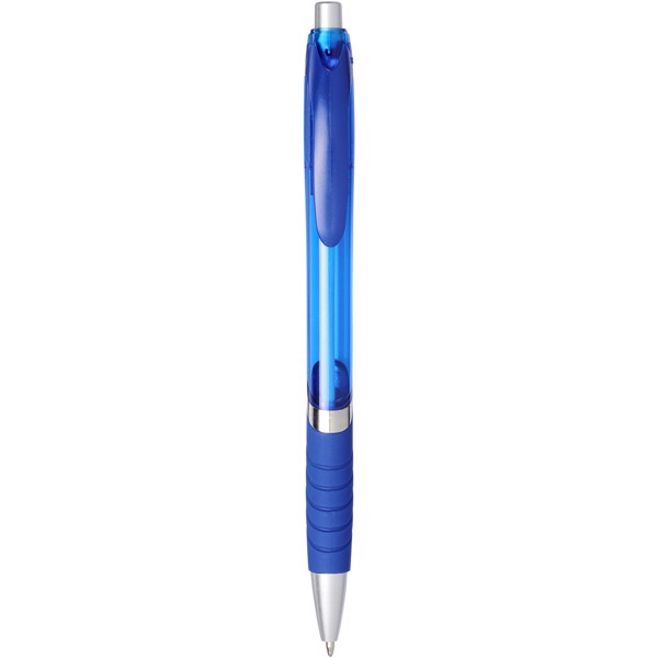 Turbo translucent ballpoint pen with rubber grip - Blue