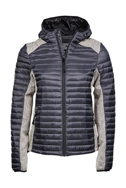 Ladies Hooded Outdoor Crossover Jacket - Space Grey / Grey Melange / 3XL