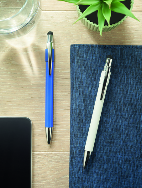 Edd stylus spinner pen, recycled aluminium - White