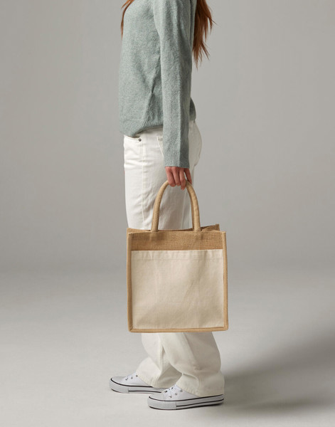 Cotton Pocket Natural Starched Jute Midi Tote