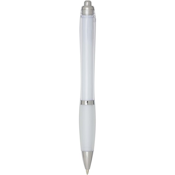 Nash RCS recycled plastic ballpoint pen with coloured barrel and grip (blue ink) - Transparent