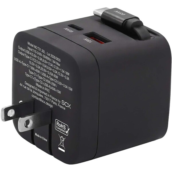 SCX.design T21 65W travel adapter