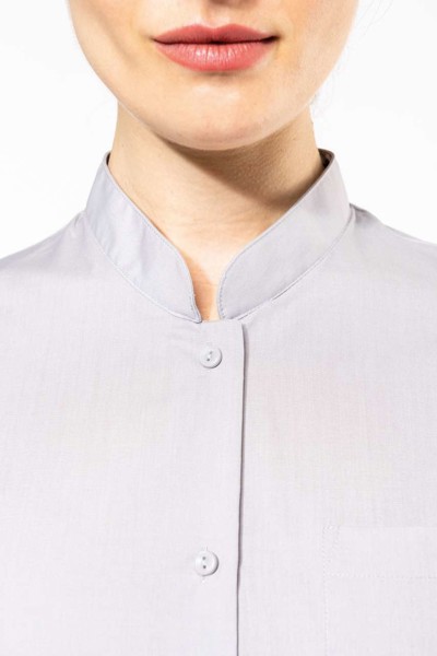 Ladies' Long-Sleeved Mandarin Collar Shirt - White / L
