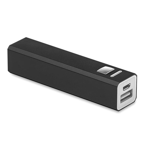 Powerbank iz aluminija, 2200 mAh - Črna