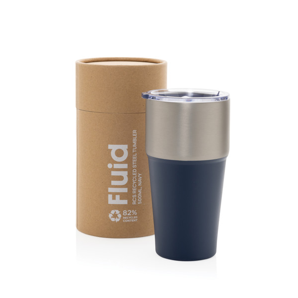 Mug 500ml en acier recyclé certifié RCS Fluid - Bleu Marine