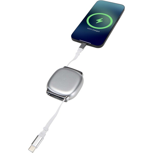 Alphard 100W recycled plastic retractable CarPlay PD fast charging cable - Silver
