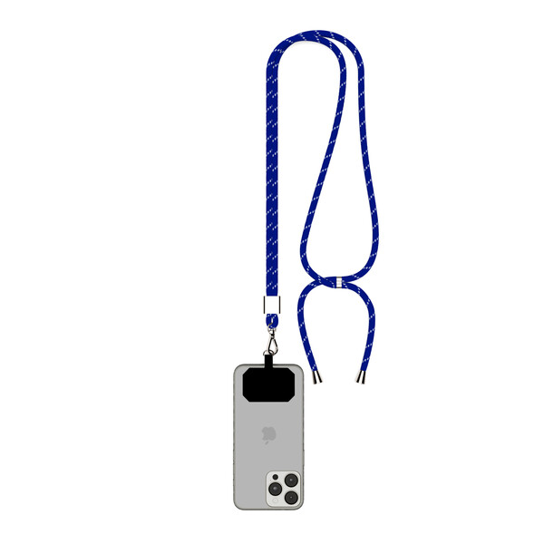 Crossbody 2-tone cord phone holder made of recycled polyester (rPET) - Reflex Blue C / White