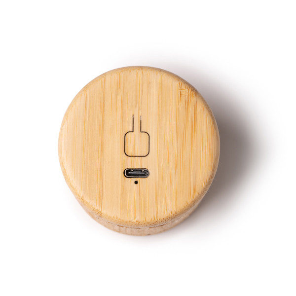 Altavoz inalámbrico personalizado de bambú y fibras naturales 3W con Bluetooth