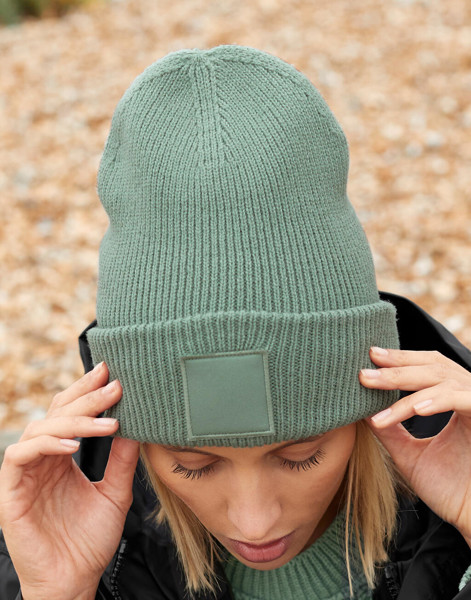 Deep Cuffed Tonal Patch Beanie - Natural Stone / ONE SIZE