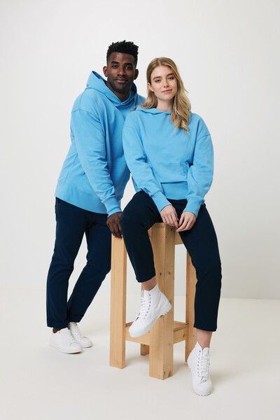 Mikina s kapucí Iqoniq Yoho relaxed fit z recykl. bavlny - Tranquil Blue / M