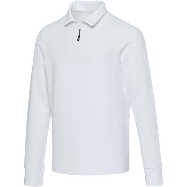 Polo unisex de manga larga y media cremallera "Zeus" - Blanco / XS