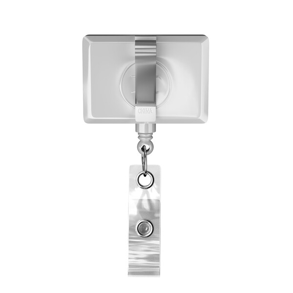 Retractable badge reel in rectangle shape with logo - Bull Dog Clip