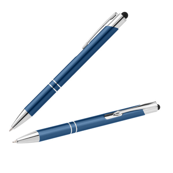 Stylo Crosby Mat Stylet coté clip - Bleu marine / Jet d’encre 4 couleurs