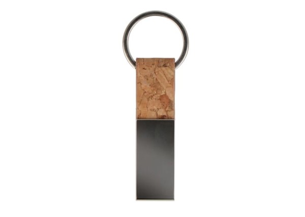 Keyring Cork &amp; Metal rectangular