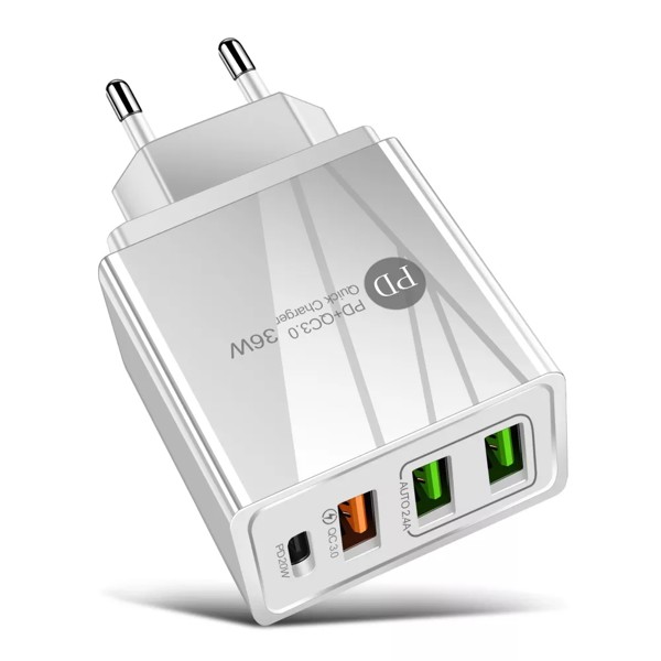 Cestovná sieťová nabíjačka 4x USB adaptér do zásuvky