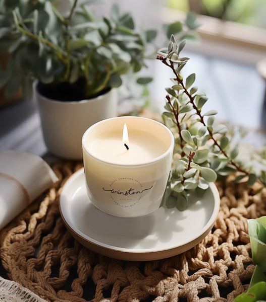 Finesse porcelain candle, 300g, Ø81mm - White