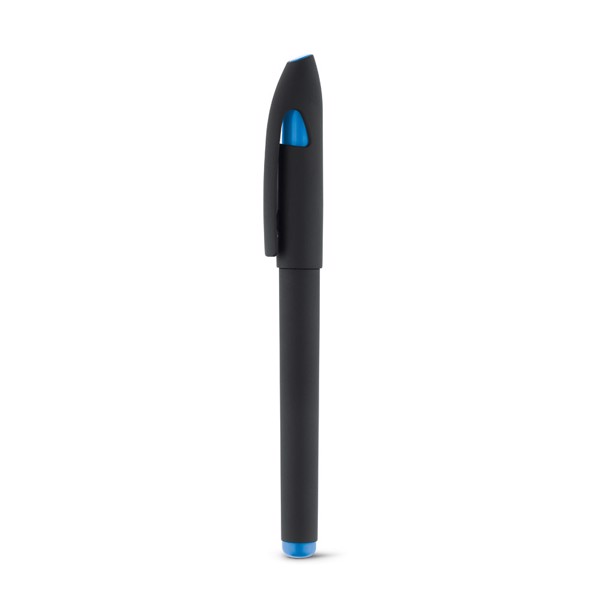 SPACIAL. Soft touch ball pen with ABS cap and clip - Blue