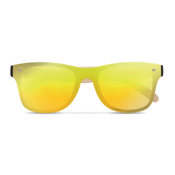 Aloha sunglasses bamboo arms, UV400 mirrored lens - Yellow