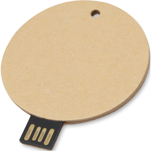 Clé USB 2.0 ronde en papier recyclé - Marron kraft / 64GB