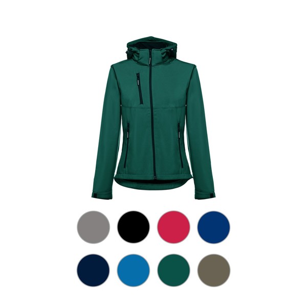 THC ZAGREB WOMEN. Women's softshell jacket with detachable hood and rounded back hem - Pastel Green / XL