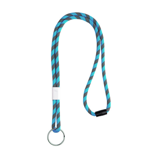 Lanyard Tubular Em Terylene Com Ajuste E Argola - Azul Turquesa / U