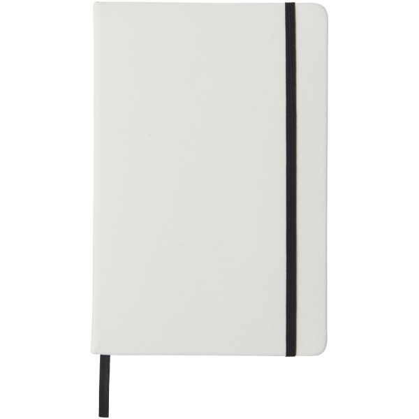 Blocco note bianco formato A5 con elastico colorato Spectrum - Bianco / Nero
