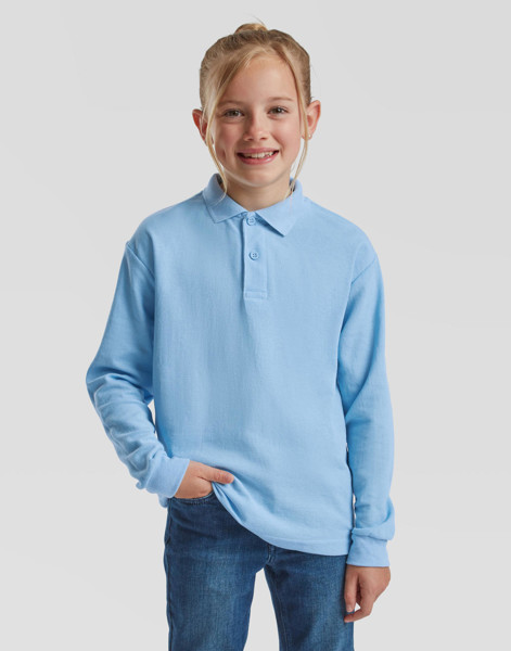 Kids 65 / 35 Long Sleeve Polo - White / 152 (12-13)