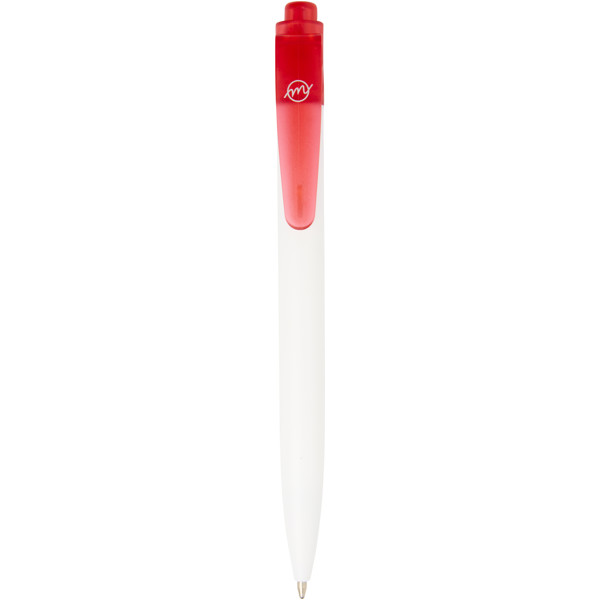 Esferográfica de plástico do oceano Thalaasa (tinta preta) - Vermelho transparente / Branco