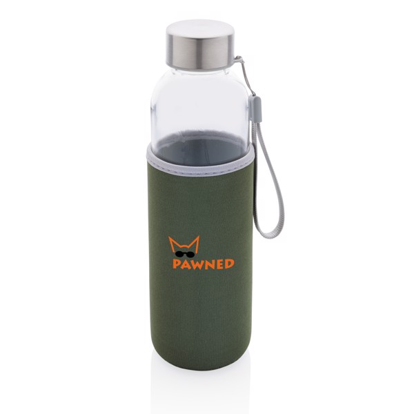 Glass bottle with neoprene sleeve - Green