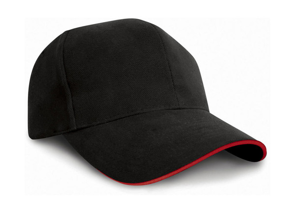 Sandwich Brushed Cotton Cap - Black / Red / ONE SIZE
