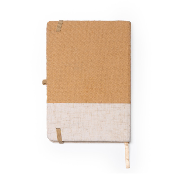 Libreta personalizada A5 de paja natural con tapa rígida y banda elástica