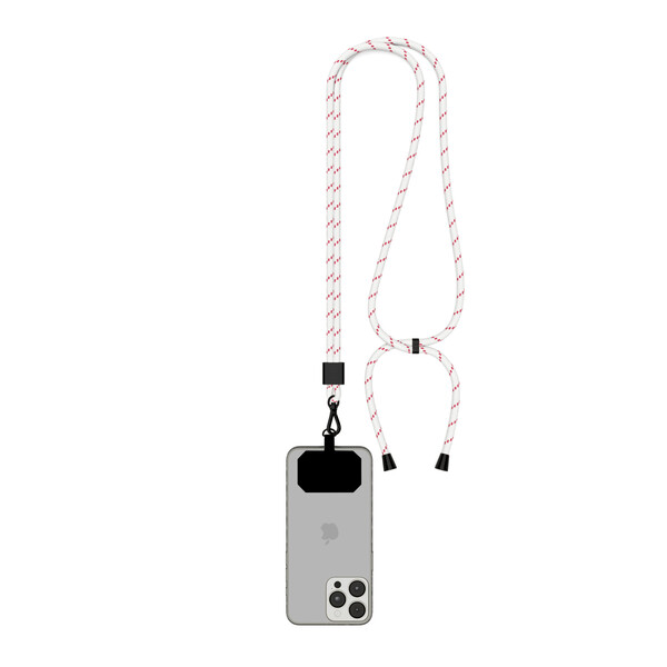 Dvoubarevný držák telefonu Crossbody z materiálu recyklovaný polyester (rPET) - Bílá / Středně šarlatově červená / Černá příslušenství