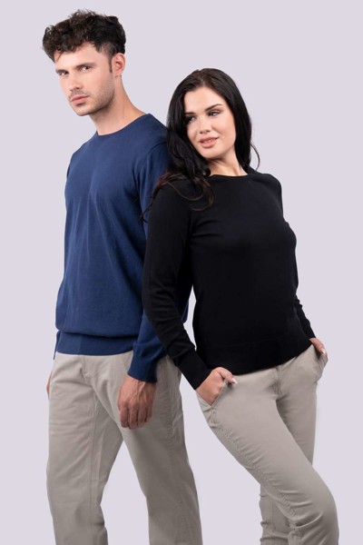 Men’S Crew Neck Fine Gauge Cotton Pullover - Bordeaux / L