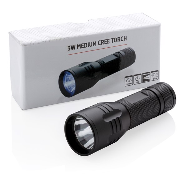 3W medium CREE torch - Black