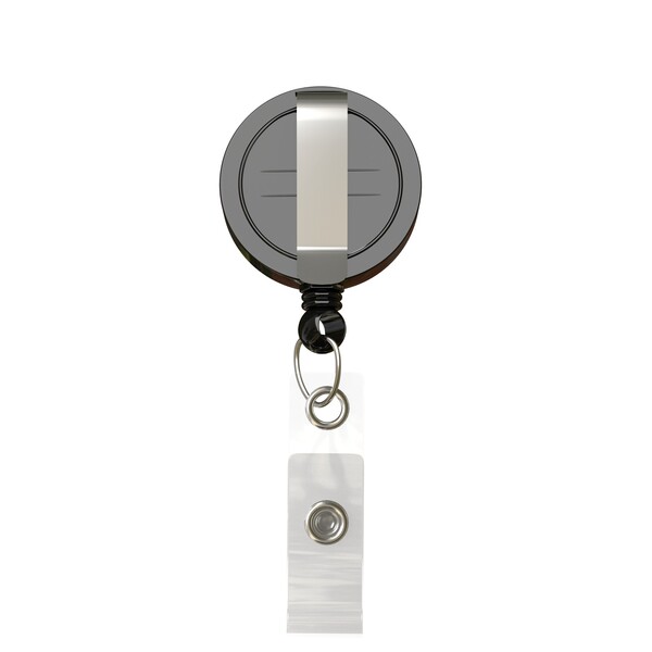 Bobina per badge retrattile di forma rotonda con logo ⌀2,8cm - Colore pieno / Nero / Clip
