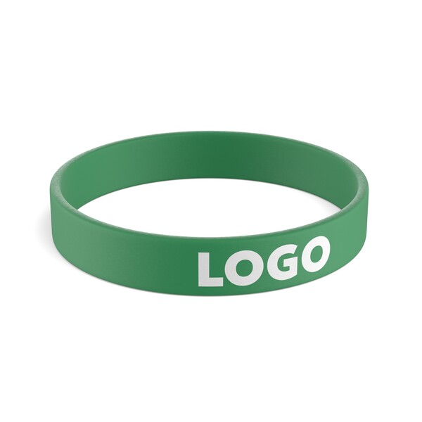 Customised silicone wristbands (12mm width) - Vibrant Green / 18x1.2x0.2cm