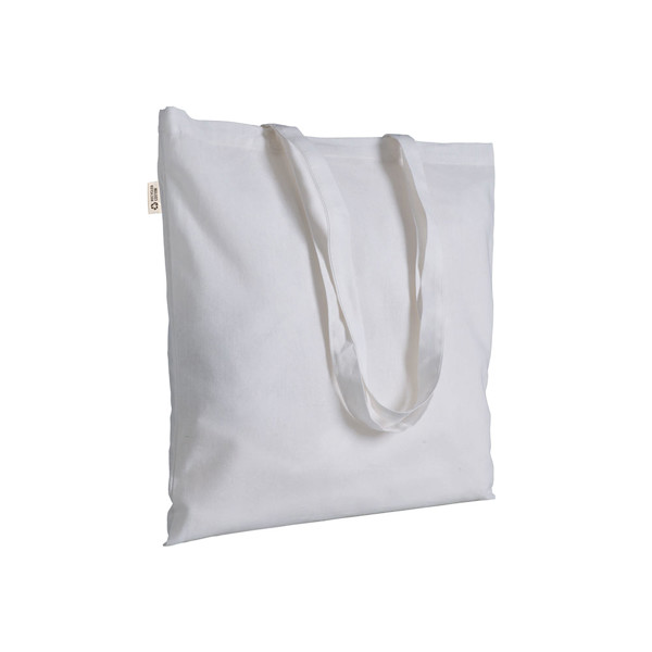 Shopper Aus Recycelter Baumwolle/Polyester 180 G/M2, Lange Griffe - Weiß