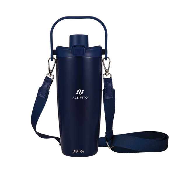 Mug en acier RCS avec bandoulière Avira Ayala - Bleu Marine