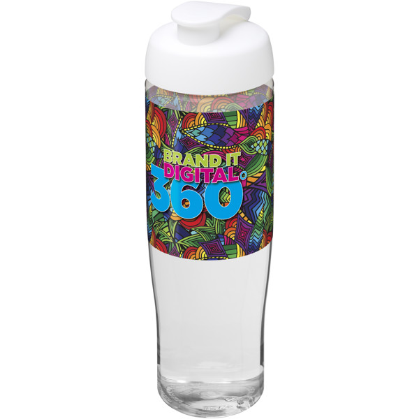 Garrafa desportiva com tampa Flip de 700 ml H2O Tempo® - Transparente / Branco