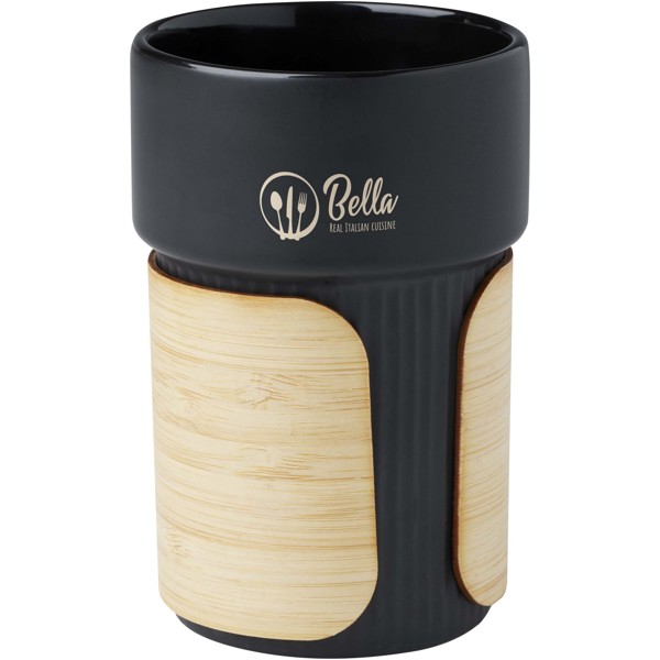 Fika 340 ml tumbler with bamboo sleeve - Black