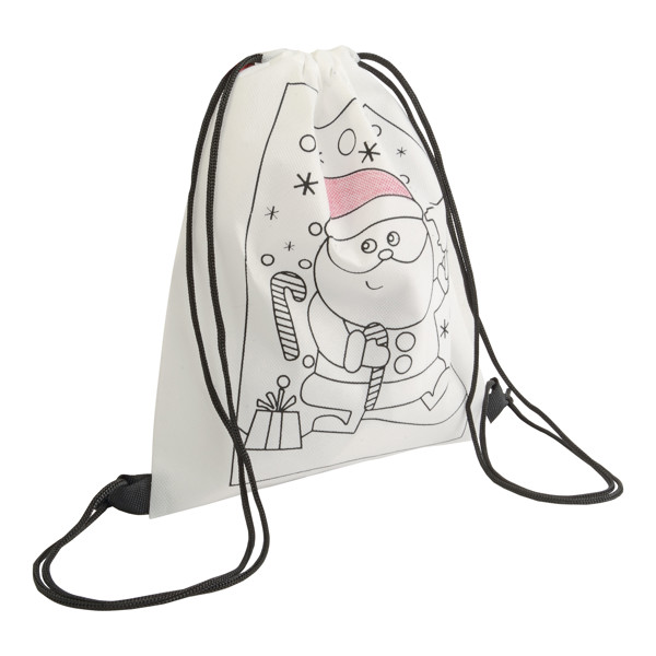 Non-Woven Mini Drawstring Bag With 5 Wax (Christmas Print)