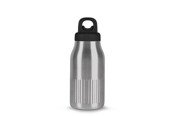 Sagaform Bouteille Truls en acier  avec bouchon à clic pratique (recyclé) 500 ml - Argent