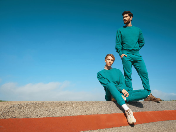 Sweater à col rond en coton recyclé Iqoniq Kruger - Verdigris / XS