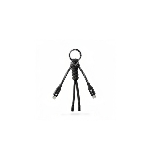 KEYLINK - BND1555 - Porte-clés tressé RPET 2 en 1 et câble de chargement