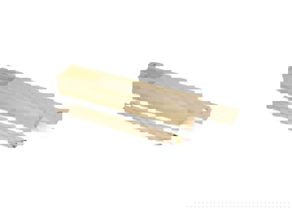 Colouring pencils in wooden sliding box