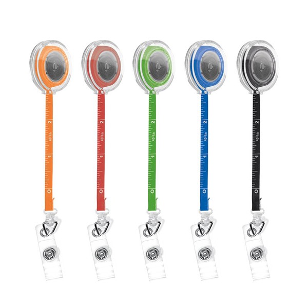 BADGE : PORTE-BADGES RETRACTABLE AVEC METRE RUBAN SOUPLE 1 m - Noir