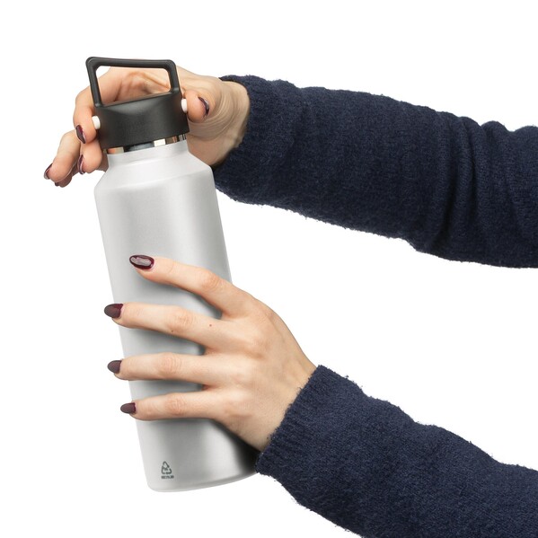 Recycled stainless steel double-walled bottle (600 ml) Mace - White