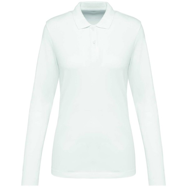 Ladies' Long-Sleeved Supima® Polo Shirt - White / XL