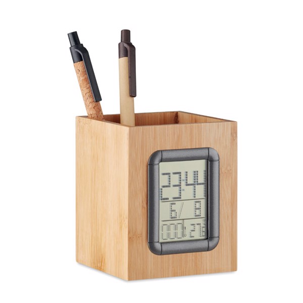 MB - Bamboo pen holder and LCD clock Manila